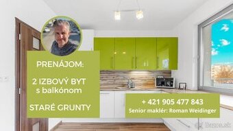 PRENÁJOM: 2-izbový byt, Staré Grunty 264, Karlova Ves, Brati