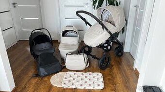 Predám kočík Bebetto Luca Pro 2023 – 3v1, béžový, eko koža