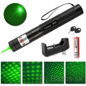 Zelený laser veľmi silný + hlavice, nový, nabíjateľný