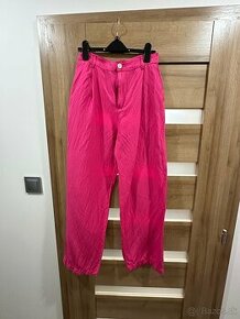 Ružové široké nohavice z ľanovej zmesi Lindex