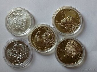 Predám mince 2strieborné ag/900/cca33g +3mosadz