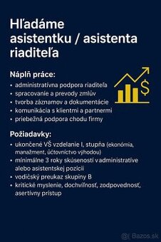 ASISTENTKA RIADITEĽA VO FINANCIÁCH / HOME OFFICE