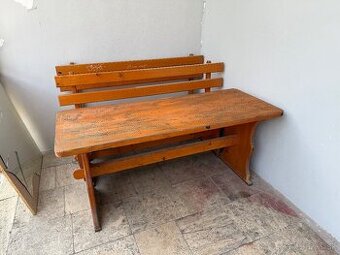 Predám drevený set (stôl + 2x lavica)