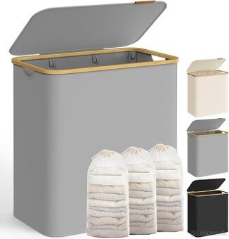 SONGMICS kôš na bielizeň 150 l – 3 priehradky, holubia sivá