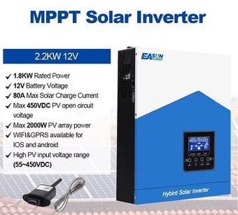 Solány hybridný menič 230V EAsun 2kW/12V s MPPT a WiFi - 1