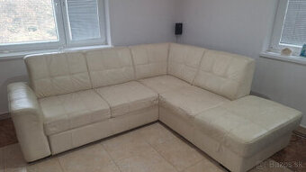 Predám rohovú béžovu koženu sedačku