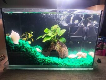 Komplet malé akvárium, filter, svetlo, štrk