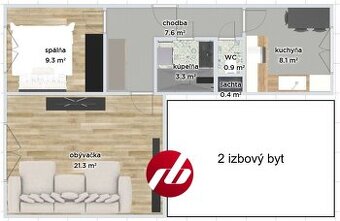 2i byt | pôvodný stav | možnosť dispozičnej zmeny na 3KK