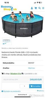 Predám Bazén -Marimex rozmer 3,66m X 1,22m