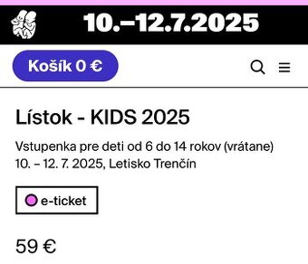 Kids lístky na Pohodu 2025