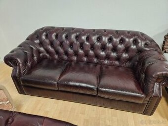 CHESTERFIELD ŠTÝL,KOŽENÁ-ČOKOLÁDOVEJ FARBY