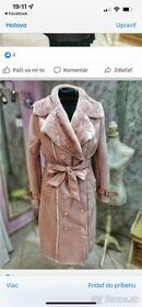 Ružový kožušinkový kabát dámsky