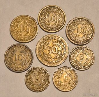 50, 10, 5 Reichspfenig Nemecko