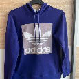 Adidas mikina s kapucňou – fialová, ťažká bavlna, veľkosť S