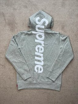 Supreme Satin Appliqué Hooded Sweater - Grey L