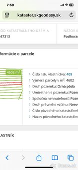 Podhorany okr Prešov pozemok