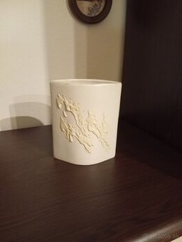 váza keramická glazúrovaná, biela