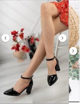 NOVÉ Čierne lakované lodičky - vysoké, veľ. 37