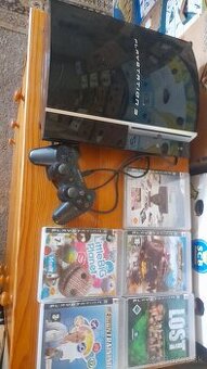PS3 herná konzola+ovládač+hry 80eur