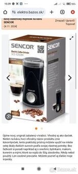 Nový elektrický mlynček na kávu SENCOR