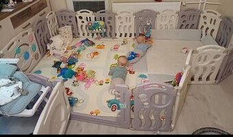 Detská ohrádka AGA4KIDS 231 × 231 × 64 cm – sivá