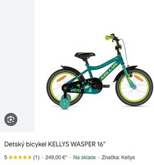 Predám Detský bicykel KELLYS WASPER 16" - (100-110
