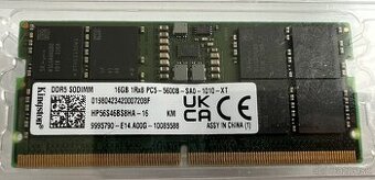 Predám RAM Kingston 16GB DDR5 SODIMM (PC5-5600)