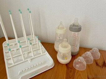 3xdojcenska flasa MAM + stojan na flase Akuku