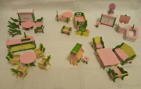 miniaturny drevený nábytok pre bábiky