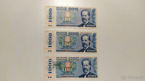 Bankovky 1000 Kčs UNC, aj  posledné číslo C42 varianty a)
