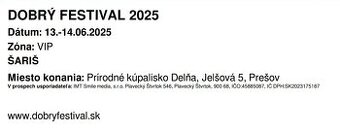 Dobrý festival 2025, Delňa - VIP permanentka