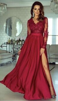 Bordové spoločenské šaty 44/XL