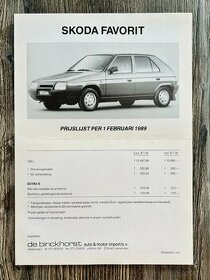 Dobový prospekt Škoda Favorit 136L ( 1989 ) NL - 1