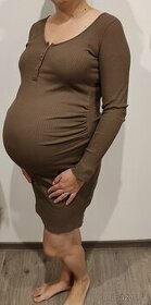 Tehotenské šaty hnedé - 1