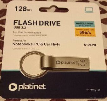 Kovový 128 GB USB kľúč s kľúčenkou