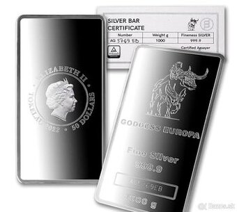 Investičné striebro, tehly 1000g.