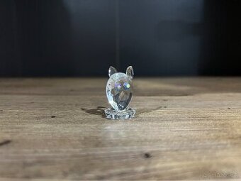 Sklenená figúrka sova - vintage dekorácia, zberateľský kus