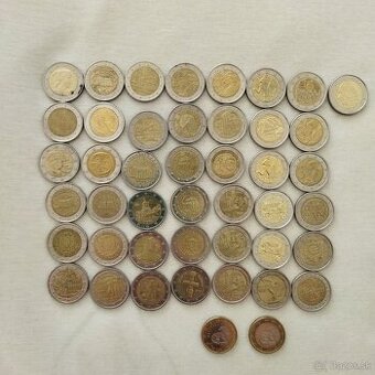 koruny a 2 eurovky a stara minca - -