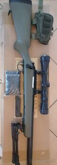 Airsoft sniper MB03D + puškohľad a dvojnožka, olivová