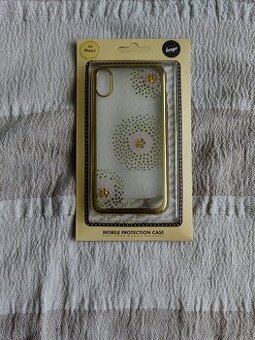Obal zadný zlatý s kamienkami na Iphone X/XS