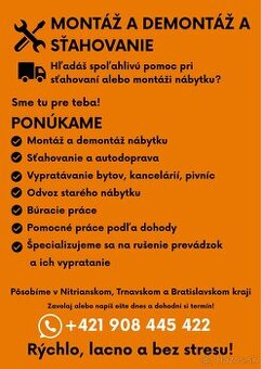 Sťahovanie, autodoprava, montovanie, demontovanie