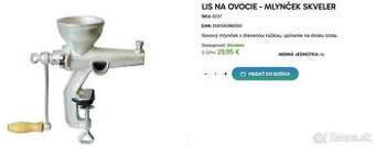 LIS NA OVOCIE - MLYNČEK SKVELER