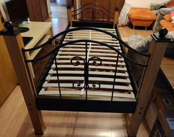 Umelecka kovana postel 200x90, rost, nocny stolik