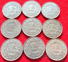 Švajčiarske strieborne  franky 1912-52