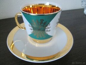 Karlovarský pozlátený porcelán - kávová súprava
