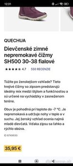 QUECHUA  Dievčenské zimné nepremokavé topanky