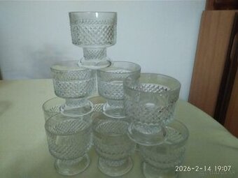 10x retro pohár lisované sklo