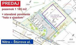 Predaj pozemok 1 183 m2  a "stavebné povolenie haly" v Nitre