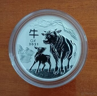Nádherná 2 Oz Ag Lunar - Ox r.2021 - 1