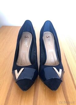 Modré semišové lodičky, 37